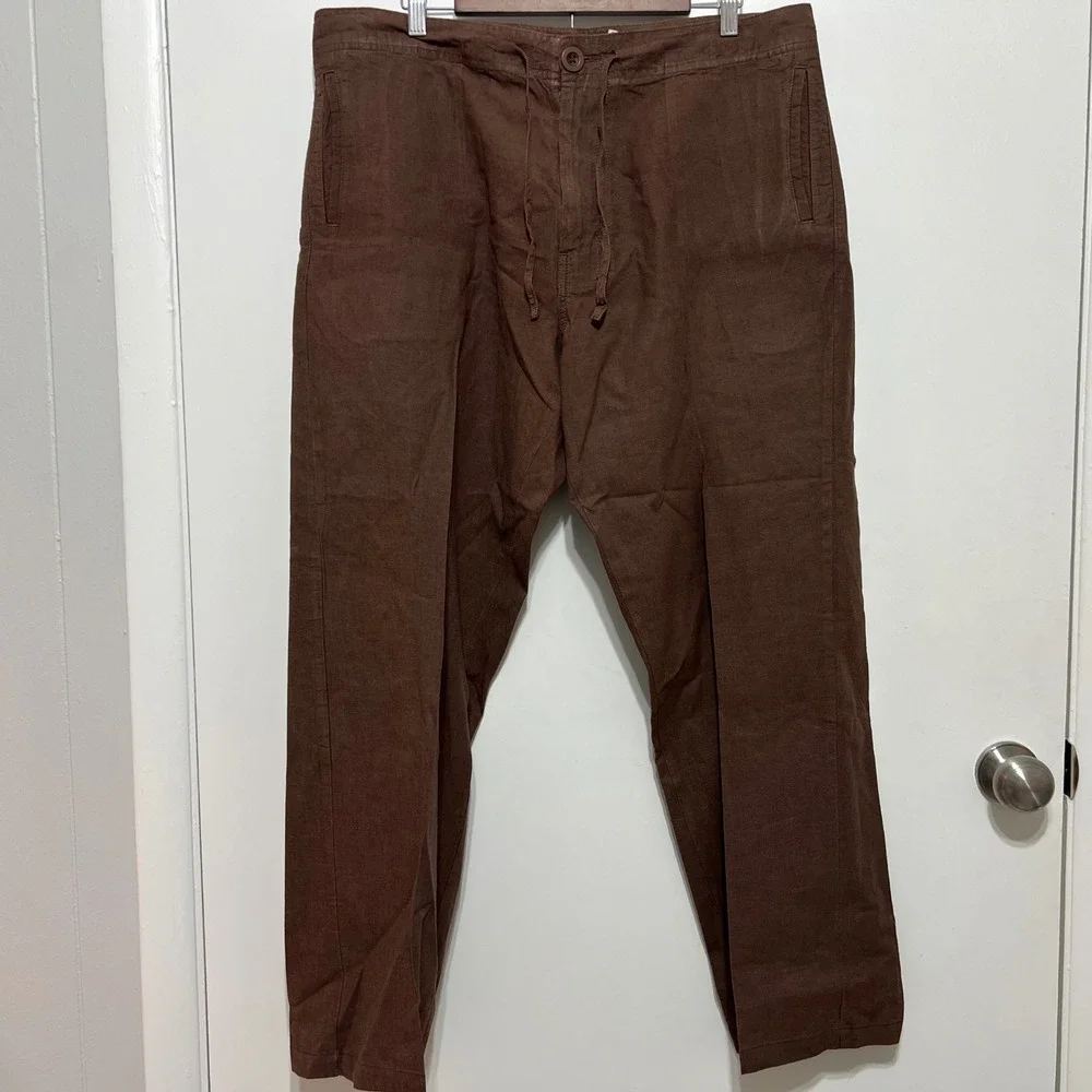 Vintage Guess Jeans Brown Linen Cargo Pants Size 36 Gorp Streetwear Y2K Made USA